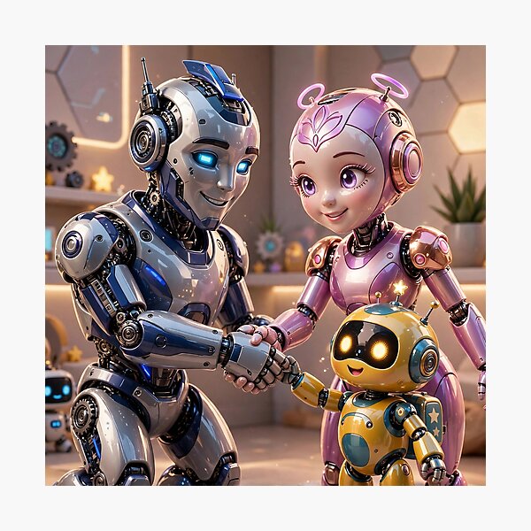 Item preview, Cute Robot Family  designed and sold by AwesomeDigiShop.