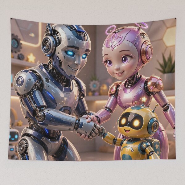 Item preview, Cute Robot Family  designed and sold by AwesomeDigiShop.