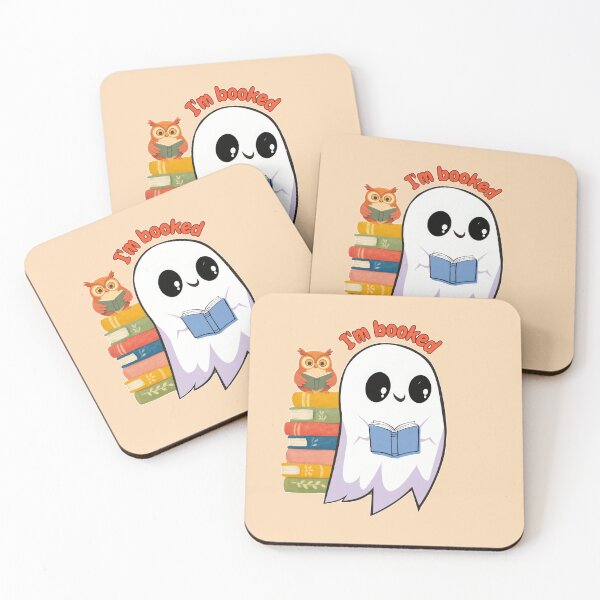 Item preview, I'm booked cute ghost studying with an owl  designed and sold by DoneAndDusted.