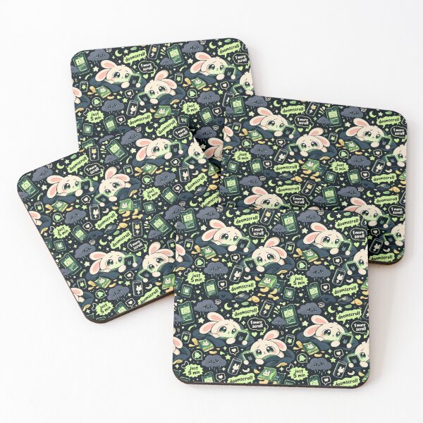 Item preview, Doomscroll Bunny Pattern — Kawaii Phone Addiction Seamless designed and sold by Visual Dept..