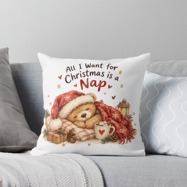 Item preview, All I Want for Christmas Is a Nap – Cute Sleepy Teddy Bear designed and sold by DreamyBrushArt.