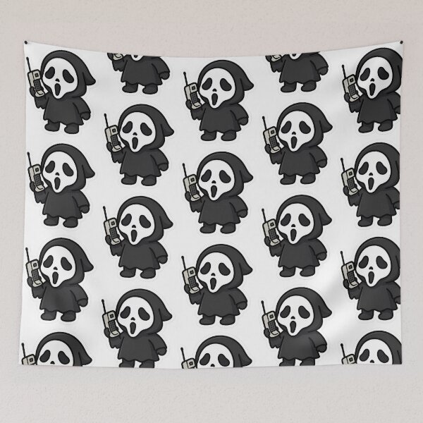 Item preview, Kawaii Ghostface With 90S Cell Phone  Cute Horror Sticker designed and sold by InVeinTshirt.