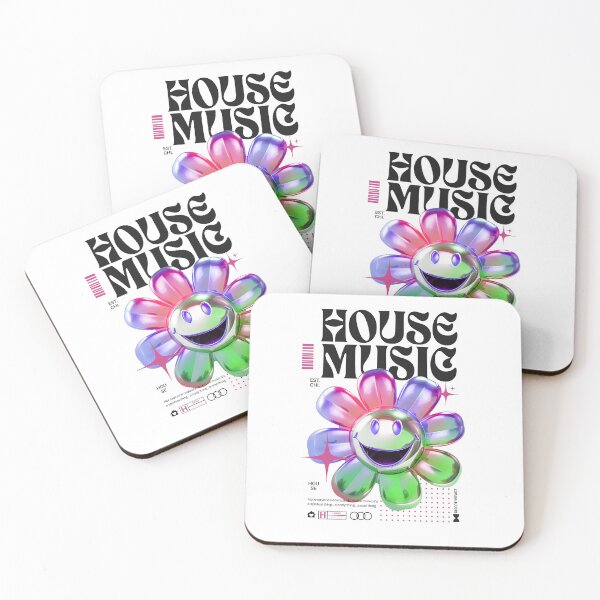 Item preview, HOUSE MUSIC - Smiley Y2k Flower (Black) designed and sold by Discothreadz.