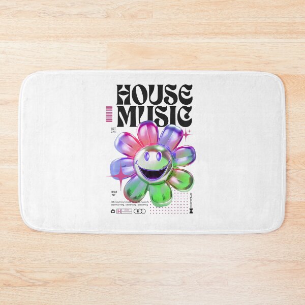 Item preview, HOUSE MUSIC - Smiley Y2k Flower (Black) designed and sold by Discothreadz.