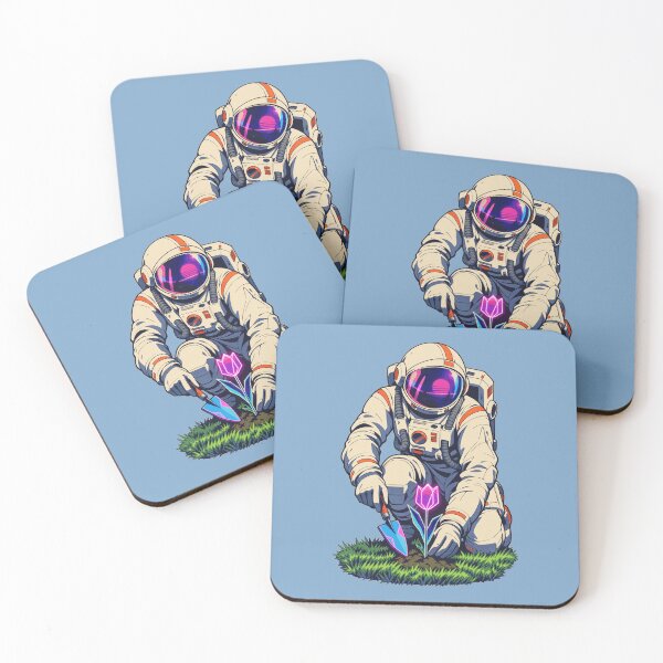 Item preview, Retro Astronaut Space Gardener Planting Neon Tulip designed and sold by KungPowUnicorn.