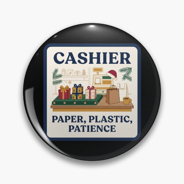 Item preview, Cashier Paper Plastic Patience - Christmas Retail designed and sold by TheCalmEdit.