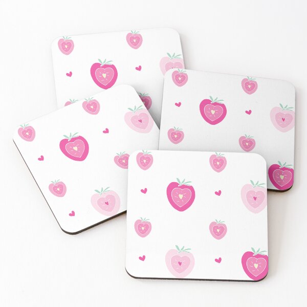 Item preview, Strawberry Surprise halves pattern in pink designed and sold by Quiet Waters Design.