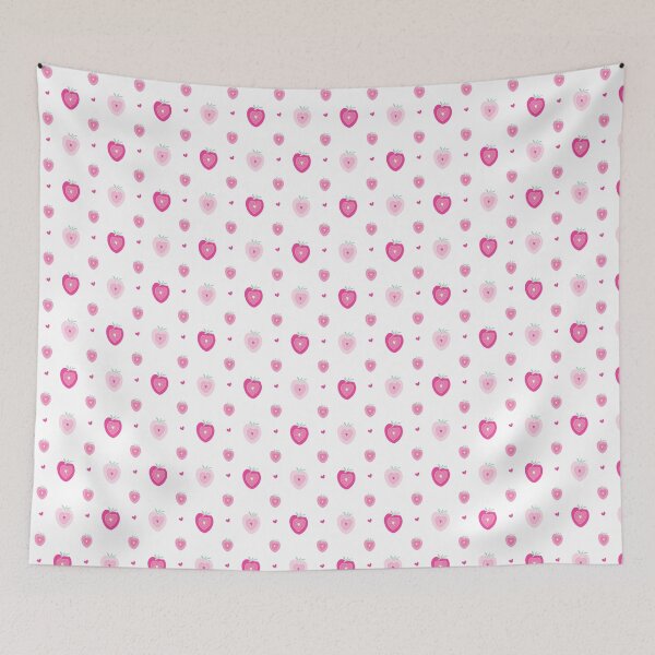 Item preview, Strawberry Surprise halves pattern in pink designed and sold by Quiet Waters Design.