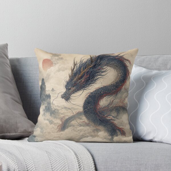 Item preview, Japanese Imperial Dragon in Clouds - Vintage Sumi-e Art designed and sold by vekotpu.