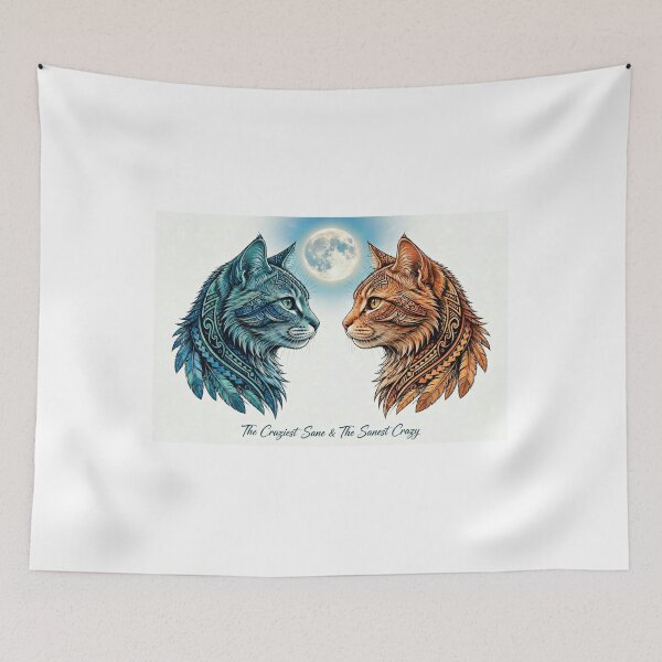 Item preview, Mystic Tribal Twin Cats Under Full Moon designed and sold by Ahmadhamroush.