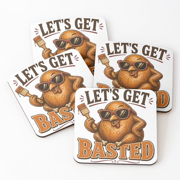 Item preview, Let's Get Basted – Funny Turkey Drinking Pun designed and sold by RoyesButler.