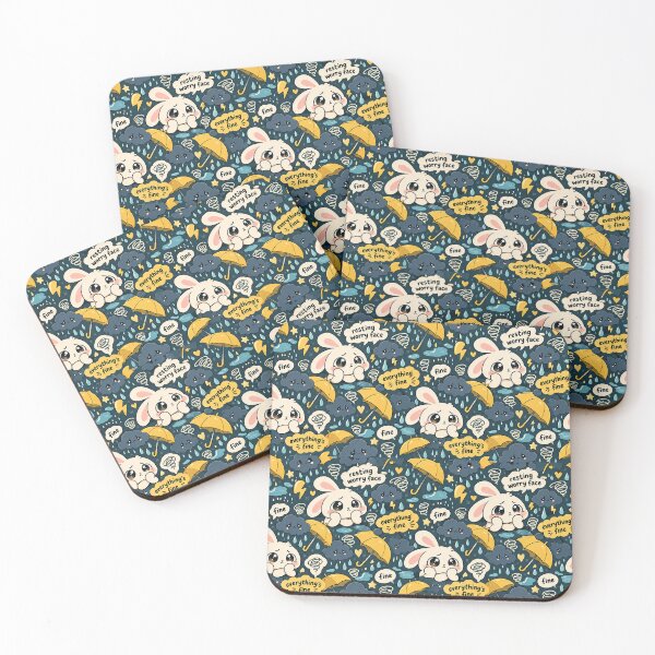 Item preview, Resting Worry Face Bunny Pattern — Anxiety Kawaii Seamless designed and sold by Visual Dept..