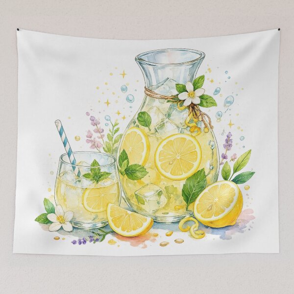 Item preview, Refreshing Lemonade Pitcher Summer Citrus Watercolor Cottagecore Art designed and sold by inkoutninja.