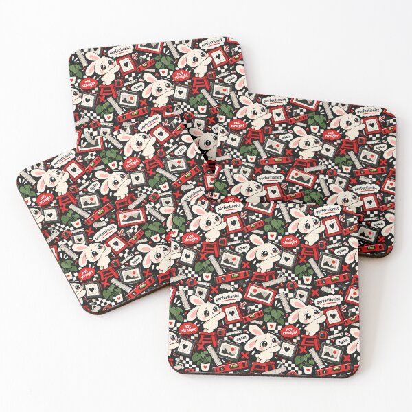 Item preview, Perfectionist Bunny Pattern — Kawaii OCD Humor Seamless designed and sold by Visual Dept..