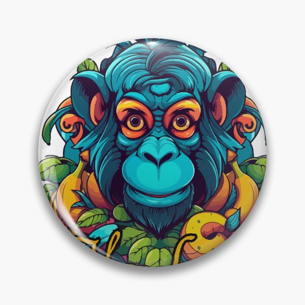 Item preview, Colorful Stylized Monkey Face Art designed and sold by AllProCraft.