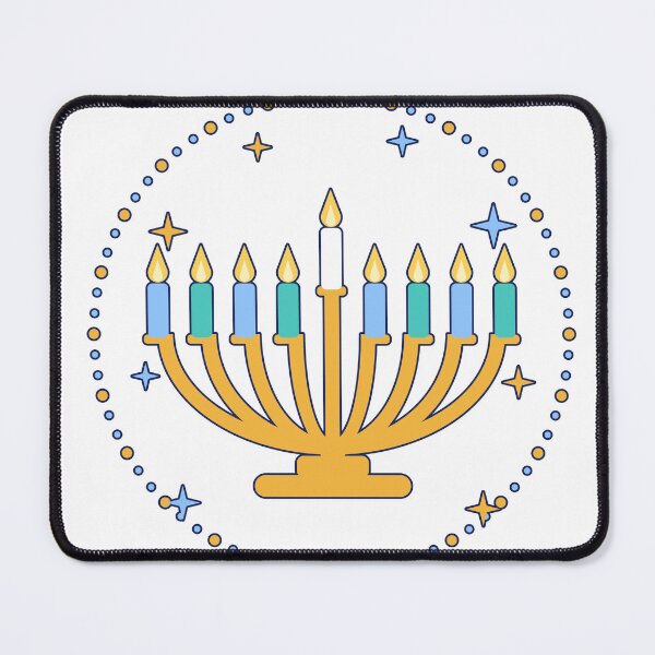 Item preview, Hanukkah Menorah Line Art with Glowing Candles and Stars Design designed and sold by EcomGenius.
