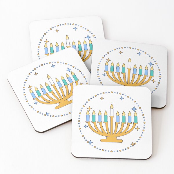 Item preview, Hanukkah Menorah Line Art with Glowing Candles and Stars Design designed and sold by EcomGenius.
