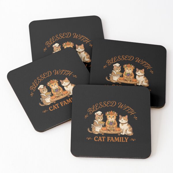 Item preview, Blessed With Cat Family, Thanksgiving Cats Pumpkins Fall designed and sold by Zizo-DR44.