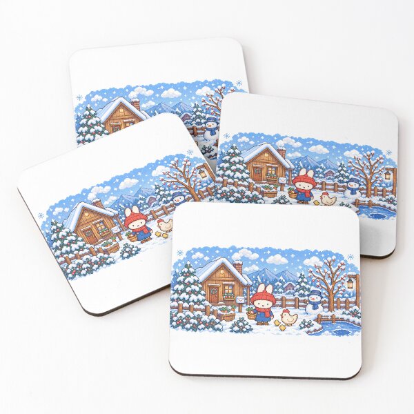 Item preview, Cozy Winter Cottage Pixel Art Miffy designed and sold by Cozy Moss Studio.