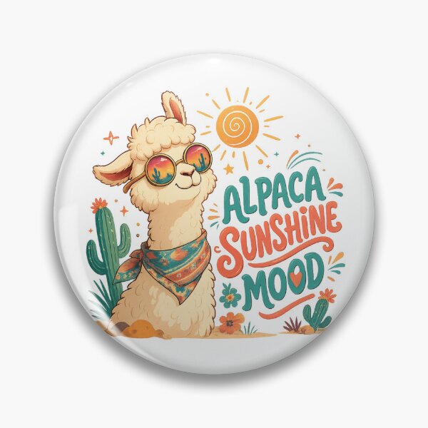 Item preview, Alpaca Sunshine Mood Cute Llama Summer Desert Cactus Retro Art designed and sold by inkoutninja.