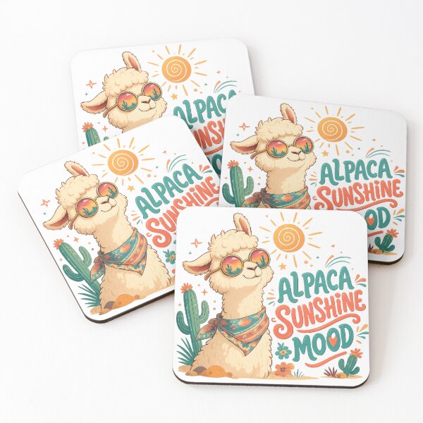 Item preview, Alpaca Sunshine Mood Cute Llama Summer Desert Cactus Retro Art designed and sold by inkoutninja.