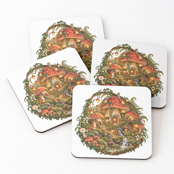 Item preview, Enchanted Mushroom Village – Cozy Fairy Forest Cottagecore Art designed and sold by Art Studio Shams.