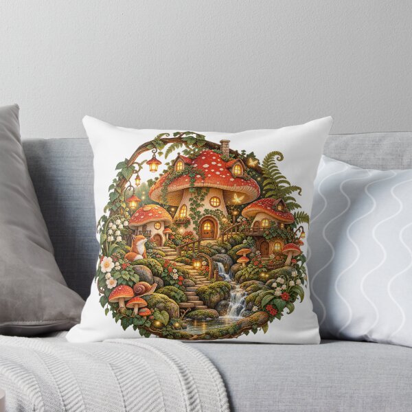 Item preview, Enchanted Mushroom Village – Cozy Fairy Forest Cottagecore Art designed and sold by Art Studio Shams.