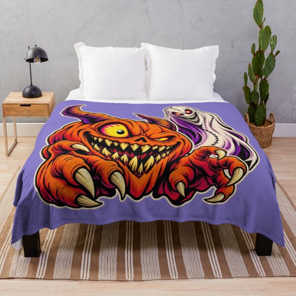 Item preview, Horned Pumpkin Monster Stitched Ghost Fang Art designed and sold by puzzell.