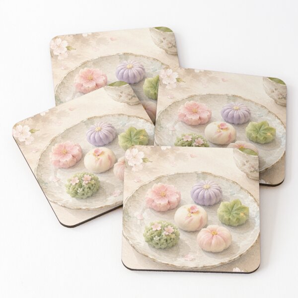 Item preview, Traditional Wagashi Sweets & Matcha - Soft Sakura Watercolor designed and sold by vekotpu.