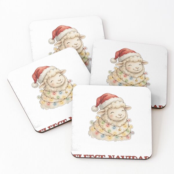 Item preview, Fleece Navidad - Fluffy Sheep in Santa Hat with Christmas Lights Watercolor - Funny Sheep Christmas Design - Farm Animal Holiday Gift designed and sold by Foriart.