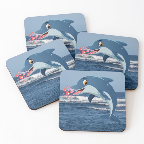 Item preview, Playful Dolphin Breathing Pink Hearts in Blue Ocean designed and sold by rnscreationsin.