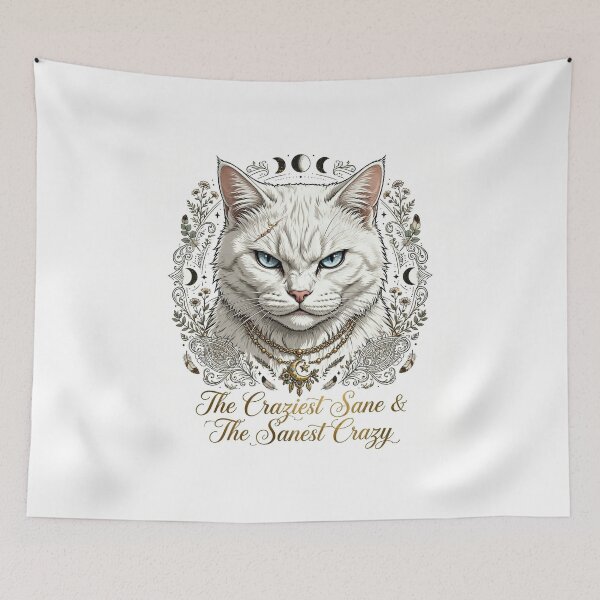 Item preview, White Boho Moon Cat Queen - Mystic Mandala Crown designed and sold by Ahmadhamroush.