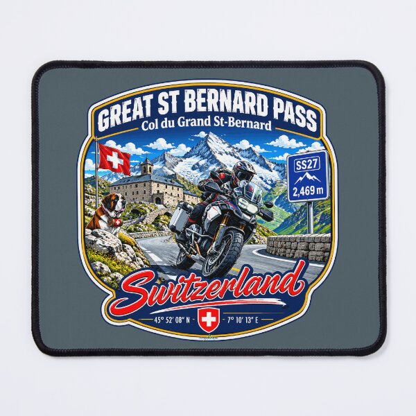 Item preview, Great St Bernard Pass, Valais, Switzerland Motorcycle Sticker TShirt 05 designed and sold by OuterShellUK.
