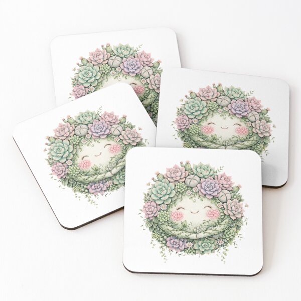 Item preview, The Soft - Pastel Succulent Planet, Kawaii Echeveria Cactus World designed and sold by PrettyCrypt.