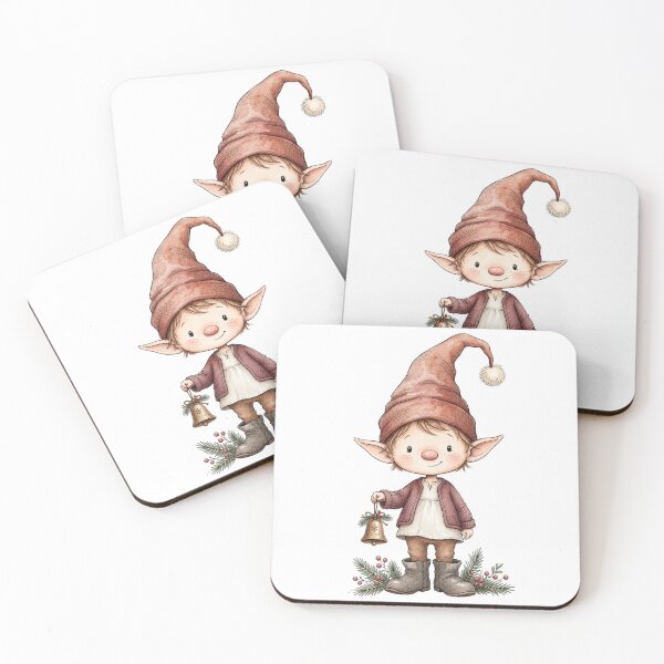 Item preview, Cute Christmas Elf with Bell – Whimsical Scandinavian Watercolor Art designed and sold by Darlin8888.