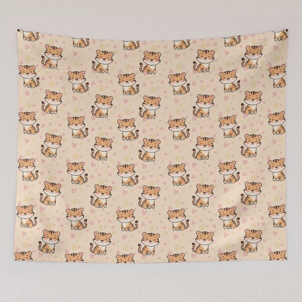 Item preview, Cute Baby Tiger Seamless Pattern With Hearts designed and sold by prapapon.