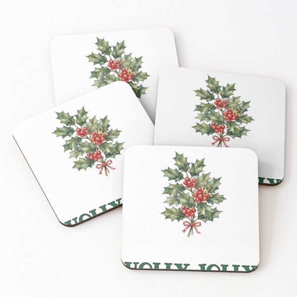 Item preview, Holly Jolly - Christmas Holly Leaves and Berries Watercolor Design - Festive Greenery Holiday Art - Classic Christmas Gift designed and sold by Foriart.