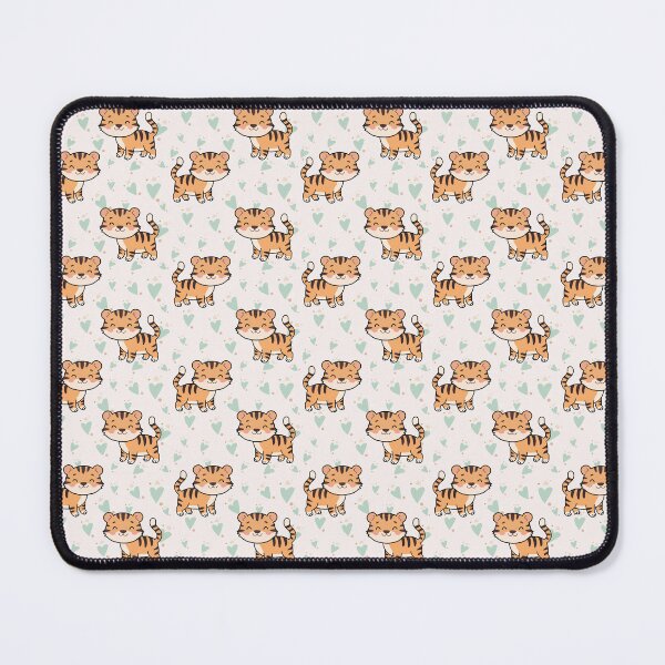 Item preview, Cute Baby Tiger Seamless Pattern With Green Hearts designed and sold by prapapon.
