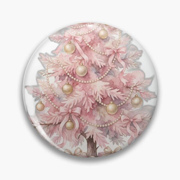 Item preview, Pink Christmas Tree - Pink Tree with Pearls Champagne Ornaments and Presents Watercolor - Dreamy Pink Holiday Design - Girly Christmas Gift designed and sold by Foriart.