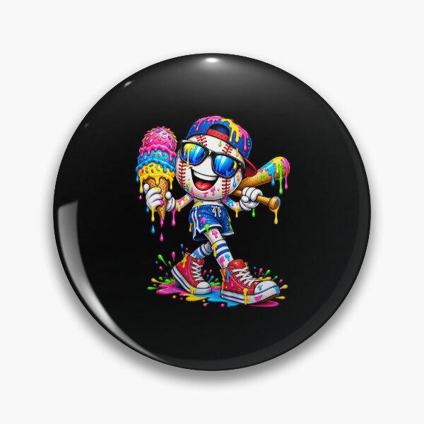 Item preview, Cool Baseball Ice Cream Character | Neon Graffiti Cartoon designed and sold by NicheMuse Studio.