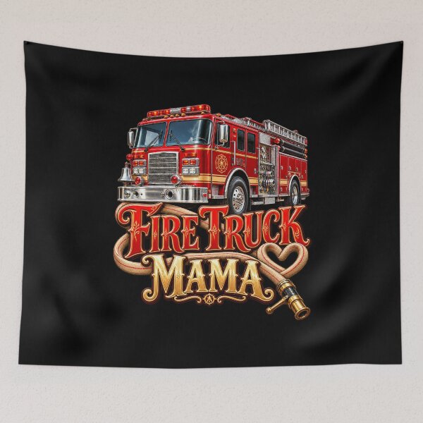 Item preview, Vintage Fire Truck Mama Red Engine Lettering designed and sold by NicheMuse Studio.