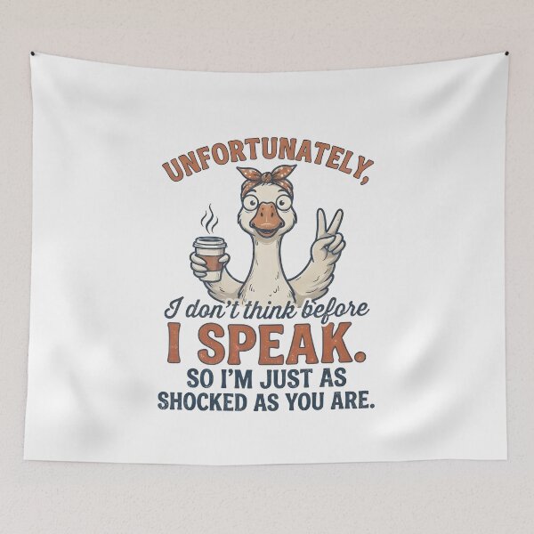 Item preview, Unfortunately I Don't Think Before I Speak – Funny Sarcastic Quote designed and sold by Printed Mistakes.