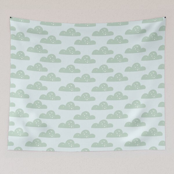 Item preview, Cute Cloud Seamless Pattern Pastel Green Background ( designed and sold by prapapon.