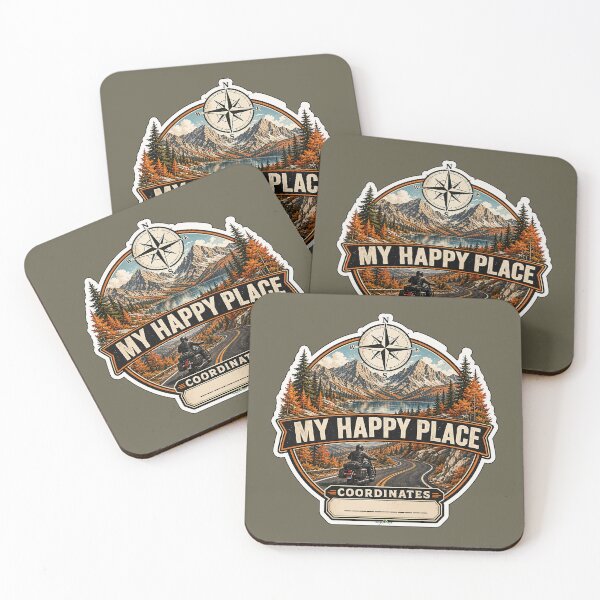 Item preview, Happy Place Enter Coordinates Can't Find Sticker or TShirt 01 designed and sold by OuterShellUK.