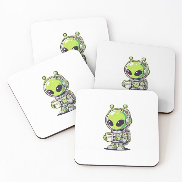 Item preview, Cute Alien Drinking Coffee Outer Space designed and sold by poell7072.