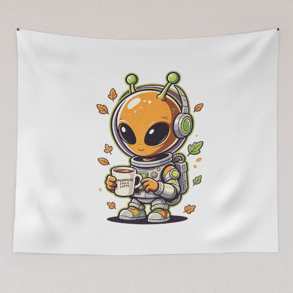 Item preview, Cute Alien Drinking Coffee Outer Space designed and sold by poell7072.