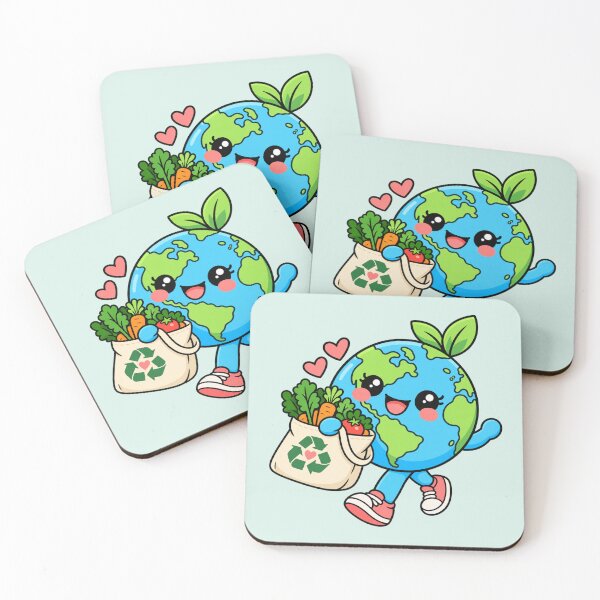 Item preview, Happy Earth Goes Green - Kawaii Eco-Friendly Shopping designed and sold by Myra365Art.