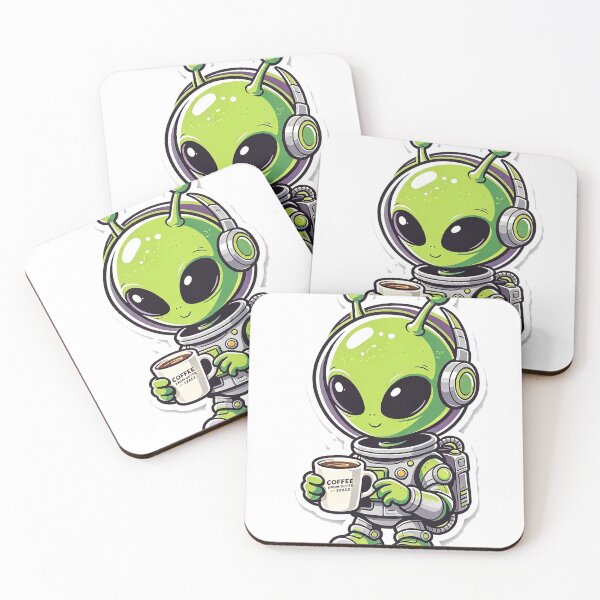 Item preview, Cute Alien Drinking Coffee Outer Space designed and sold by poell7072.