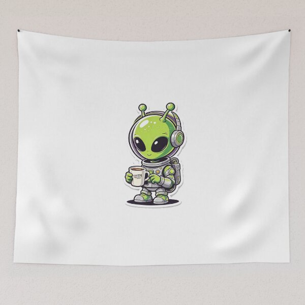 Item preview, Cute Alien Drinking Coffee Outer Space designed and sold by poell7072.