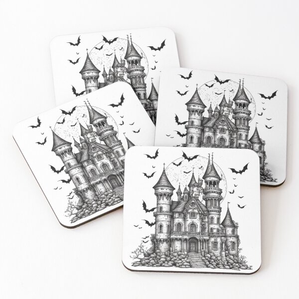 Item preview, Vintage Gothic Palace Flying Bats Full Moon Halloween designed and sold by Digital Design Art.